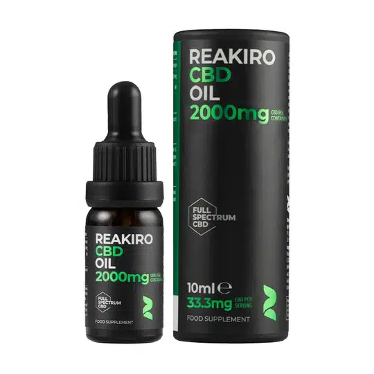Reakiro CBD масло 20% Full Spectrum – 2000 mg CBD, 10 ml Reakiro CBD масло 20% Full Spectrum 2000 mg, 10 ml с кутия
