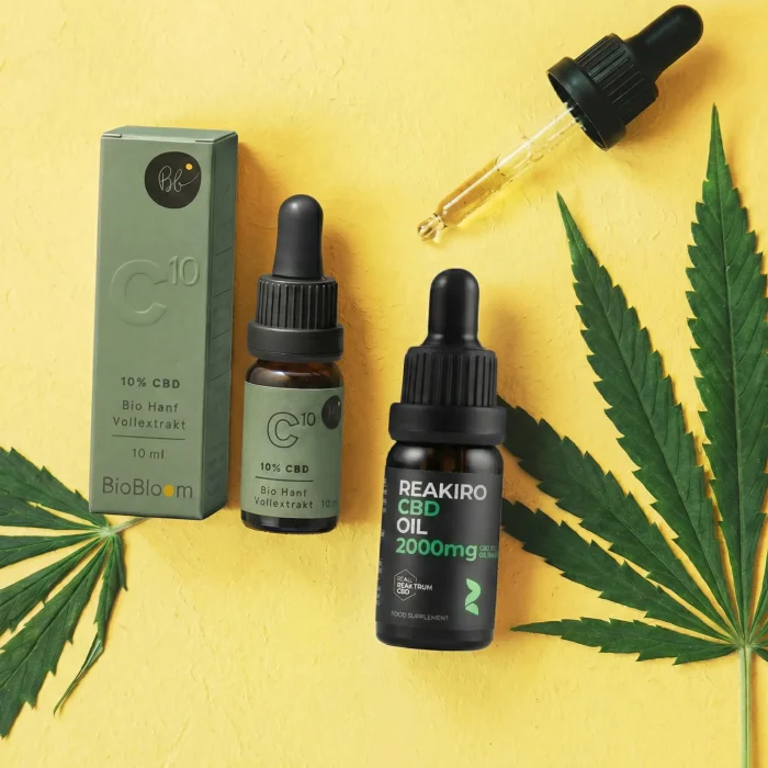 BioBloom CBD масло 10% и Reakiro CBD масло 20% Full Spectrum с пипета