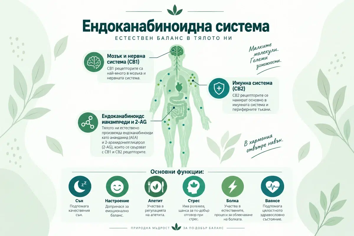 Графика на ендоканабиноидната система и вътрешния баланс при човека